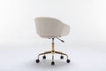 047 Mesh Fabric Home Office 360 Swivel Chair Adjustable Height With Gold Metal Base,Beige Solid Beige Office Sponge Wipe Clean Modern Office Chairs Tufted Back Foam Adjustable Height Fabric Mesh