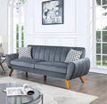 Contemporary 2 Pcs Sofa Set Living Room Furniture Dark Gray Velvet Couch Sofa And Loveseat Plush Cushion Unique Lines Plush Sofa. Dark Gray Velvet Wood Primary Living Space Classic,Contemporary,Modern Velvet 5 Seat