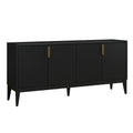 Storage Cabinet Sideboard Wooden Cabinet With 4 Doors For Hallway, Entryway, Living Room, Adjustable Shelf Black Solid Wood Mdf