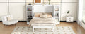Queen Size Murphy Bed With Shelves, Drawers And Usb Ports,White White Mdf Lvl