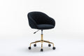 047 Mesh Fabric Home Office 360 Swivel Chair Adjustable Height With Gold Metal Base,Black Solid Black Office Sponge Wipe Clean Modern Office Chairs Tufted Back Foam Adjustable Height Fabric Mesh