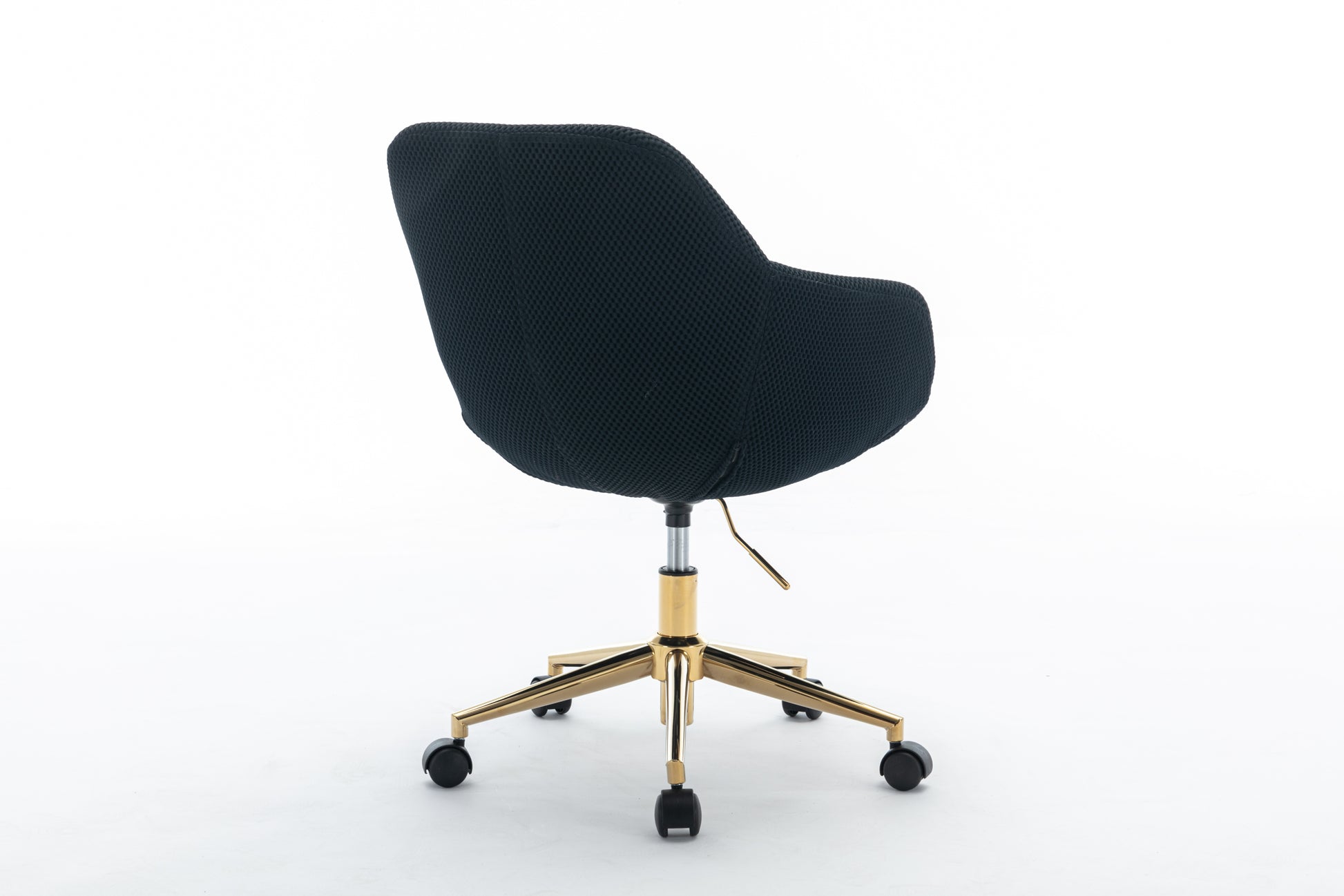 046 Mesh Fabric Home Office 360 Swivel Chair Adjustable Height With Gold Metal Base,Black Solid Black Office Sponge Wipe Clean Modern Office Chairs Tufted Back Foam Adjustable Height Fabric Mesh