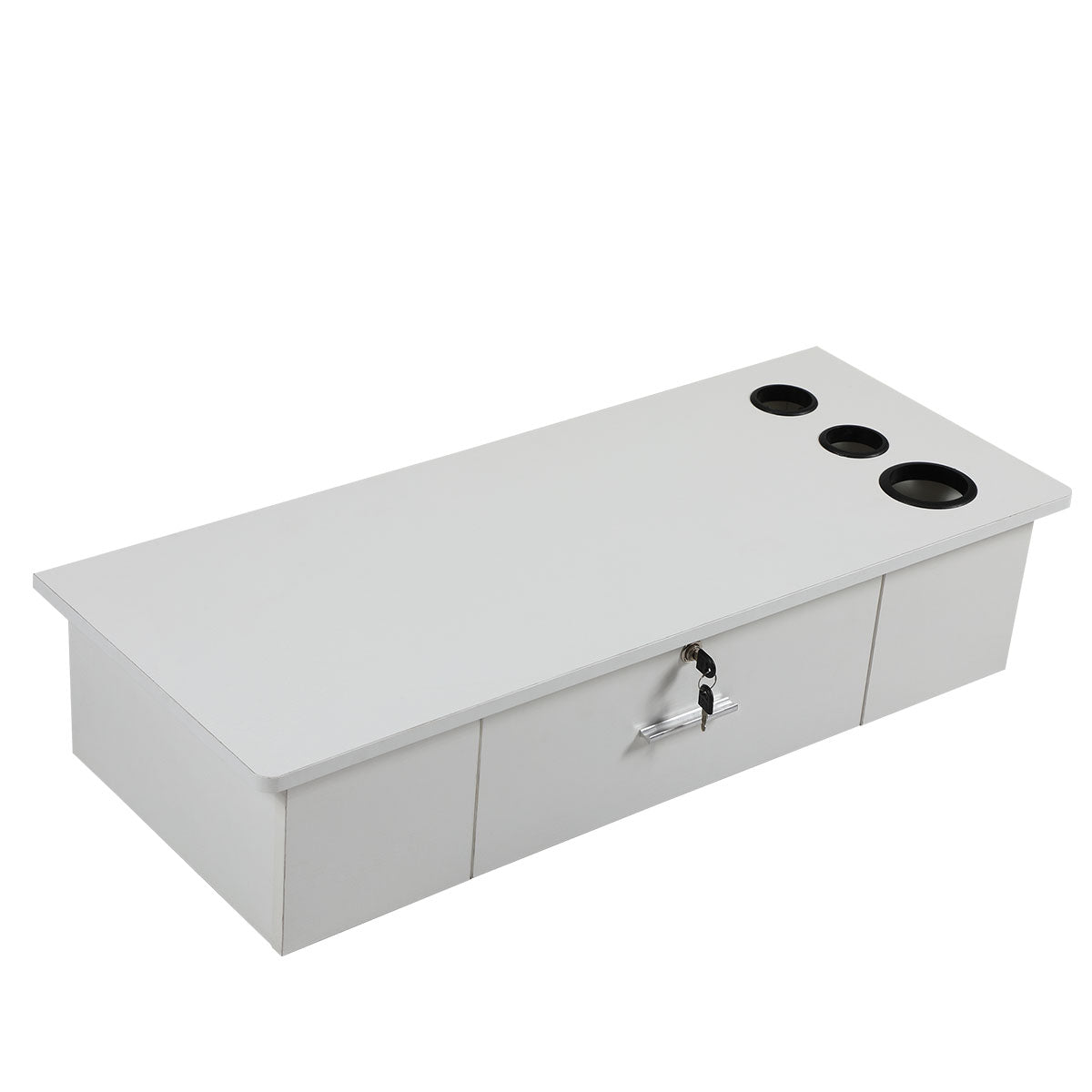 Classic Wall Mounted Styling Station With Drawer And Tool Holes, Vanity Table, Dressing Table, Equipment For Barber Beauty Spa Salon Shops, White White Particle Board