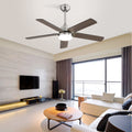 42 Inch Ceiling Fan 5 Blades Noiseless Reversible Dc Motor Remote Control With Led Light Brushed Nickel Mdf