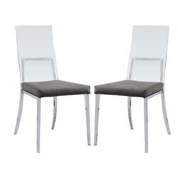 Set Of 2 Acrylic Andpadded Dining Chairs In Chrome Finish Solid Chrome Dining Room Dining Chairs Metal