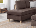 3 Pcs Reversible Sectional Set Living Room Furniture Chocolate Color Chenille Couch Sofa, Reversible Chaise Ottoman Chocolate Primary Living Space Contemporary,Modern,Transitional L Shaped Rubberwood Chenille 4 Seat