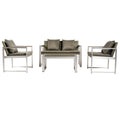 Aluminum And Rattan Modern 4 Piece Sofa Seating Group For Patio Garden Outdoor Yes Complete Patio Set Gray Silver Mildew Resistant Frame Fade Resistant Cushion Garden & Outdoor Modern Complete Patio Sets Aluminium Aluminium