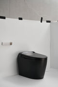 One Piece Elongated Floor Smart Toilet With Remote Control And Automatic Cover Matte Black Ceramic