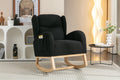 049 Teddy Fabric Rocking Chair With Packet Wood Legs,Black Wood Solid Black Primary Living Space Foam Wipe Clean Modern Rocking Chairs Eucalyptus Tufted Back Foam Teddy