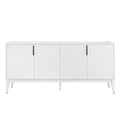 Storage Cabinet Sideboard Wooden Cabinet With 4 Doors For Hallway, Entryway, Living Room, Adjustable Shelf White Solid Wood Mdf