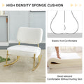 Teddy Suede Material Cushioned Rocking Chair, Unique Rocking Chair, Cushioned Seat, White Rocking Chair With Backrest And Golden Metal Legs. Comfortable Side Chairs In Living Room, Bedroom, Office White Velvet