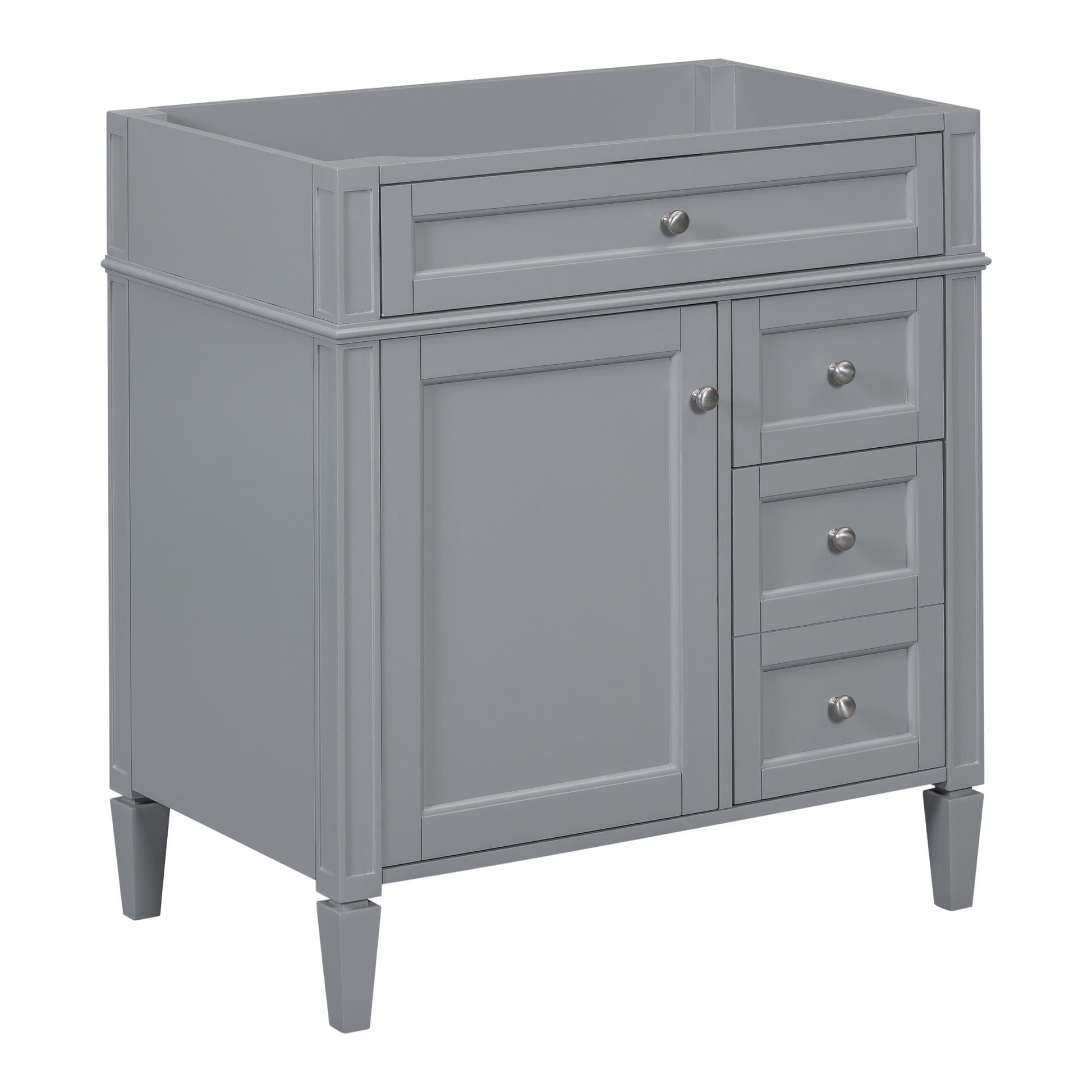 30'' Bathroom Vanity Without Top Sink, Modern Bathroom Storage Cabinet With 2 Drawers And A Tip Out Drawer Not Include Basin 3 Grey 1 2 Adjustable Shelves Bathroom Freestanding Solid Wood Mdf Painted