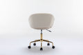 047 Mesh Fabric Home Office 360 Swivel Chair Adjustable Height With Gold Metal Base,Beige Solid Beige Office Sponge Wipe Clean Modern Office Chairs Tufted Back Foam Adjustable Height Fabric Mesh