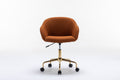 047 Mesh Fabric Home Office 360 Swivel Chair Adjustable Height With Gold Metal Base,Caramel Solid Caramel Office Sponge Wipe Clean Modern Office Chairs Tufted Back Foam Adjustable Height Fabric Mesh