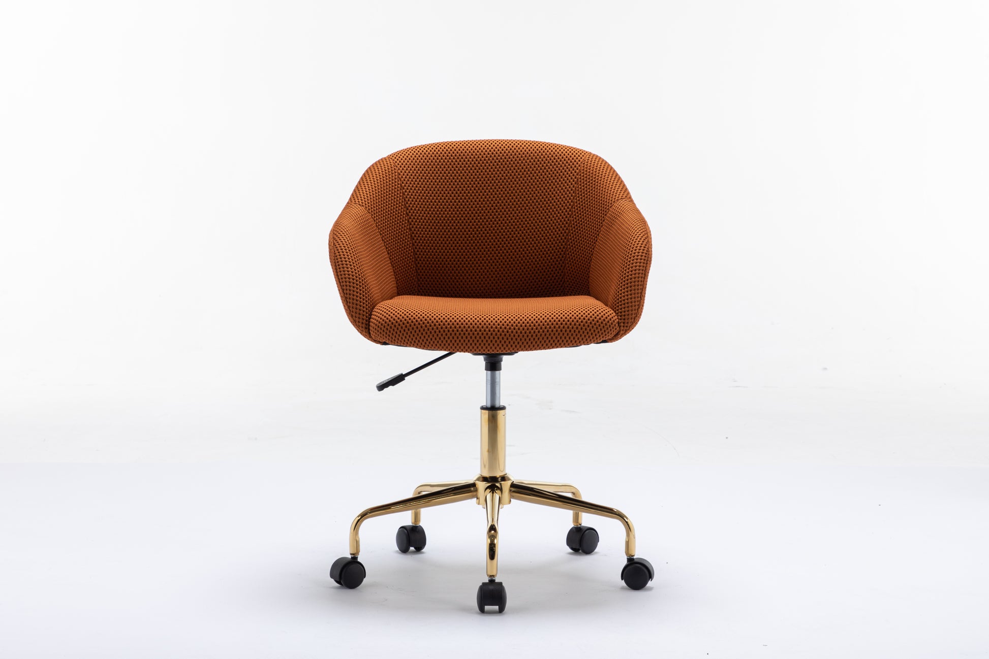047 Mesh Fabric Home Office 360 Swivel Chair Adjustable Height With Gold Metal Base,Caramel Solid Caramel Office Sponge Wipe Clean Modern Office Chairs Tufted Back Foam Adjustable Height Fabric Mesh