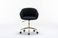 047 Mesh Fabric Home Office 360 Swivel Chair Adjustable Height With Gold Metal Base,Black Solid Black Office Sponge Wipe Clean Modern Office Chairs Tufted Back Foam Adjustable Height Fabric Mesh