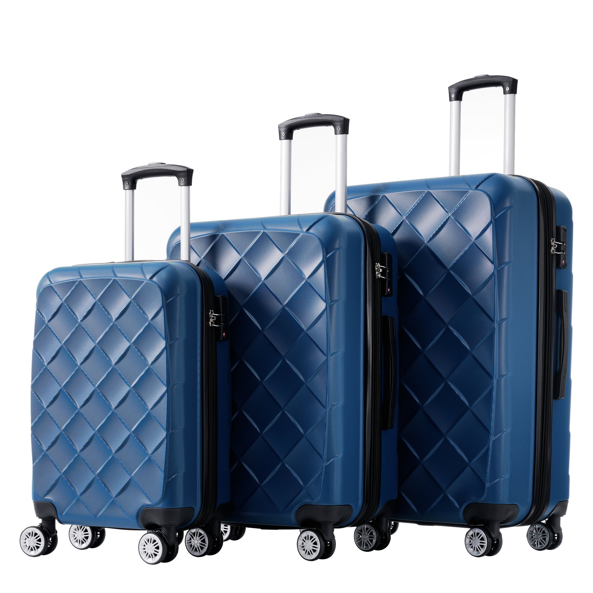 3 Piece Luggage Set Suitcase Set, Abs Hard Shell Lightweight Expandable Travel Luggage With Tsa Lock, Spinner Wheels For Men Women Blue Abs