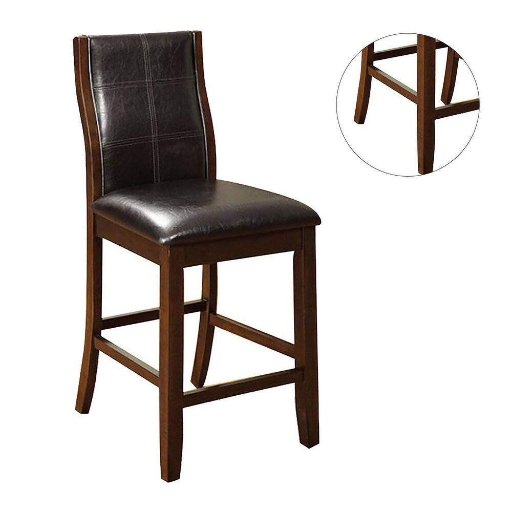 Transitional Dining Room Counter Height Chairs Set Of 2Pc High Chairs Only Brown Cherry Unique Curved Back Espressopadded Seat Brown Brown Dining Room Contemporary,Modern Dining Chairs Solid Back Solid Wood