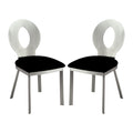 Set Of 2 Microfiber And Metal Side Chairs In Silver And Black Finish Black Silver Dining Room Side Chair Fabric Metal