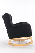 049 Teddy Fabric Rocking Chair With Packet Wood Legs,Black Wood Solid Black Primary Living Space Foam Wipe Clean Modern Rocking Chairs Eucalyptus Tufted Back Foam Teddy