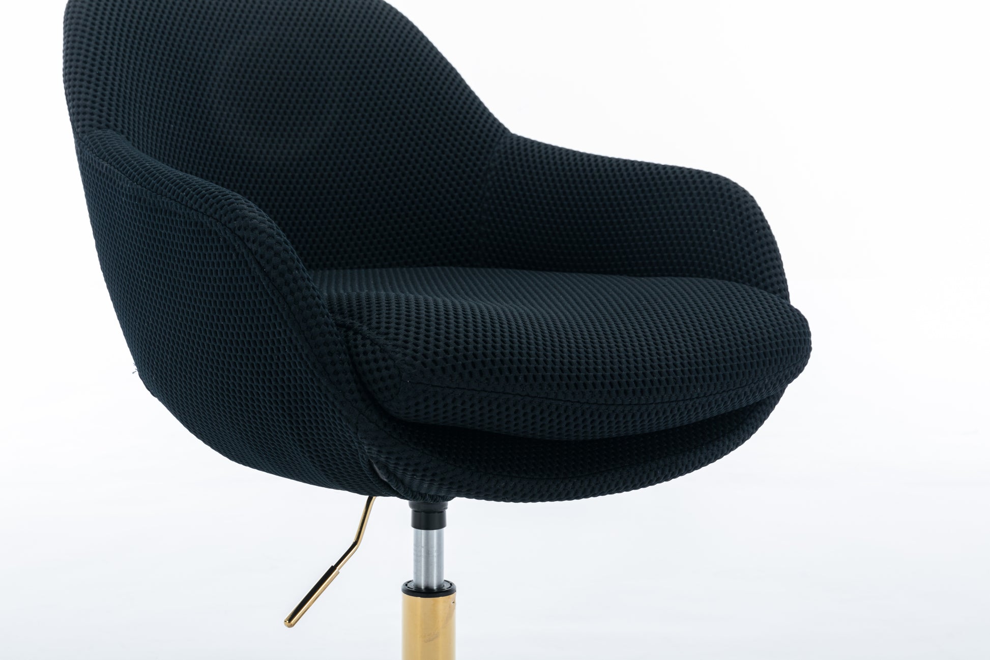 046 Mesh Fabric Home Office 360 Swivel Chair Adjustable Height With Gold Metal Base,Black Solid Black Office Sponge Wipe Clean Modern Office Chairs Tufted Back Foam Adjustable Height Fabric Mesh