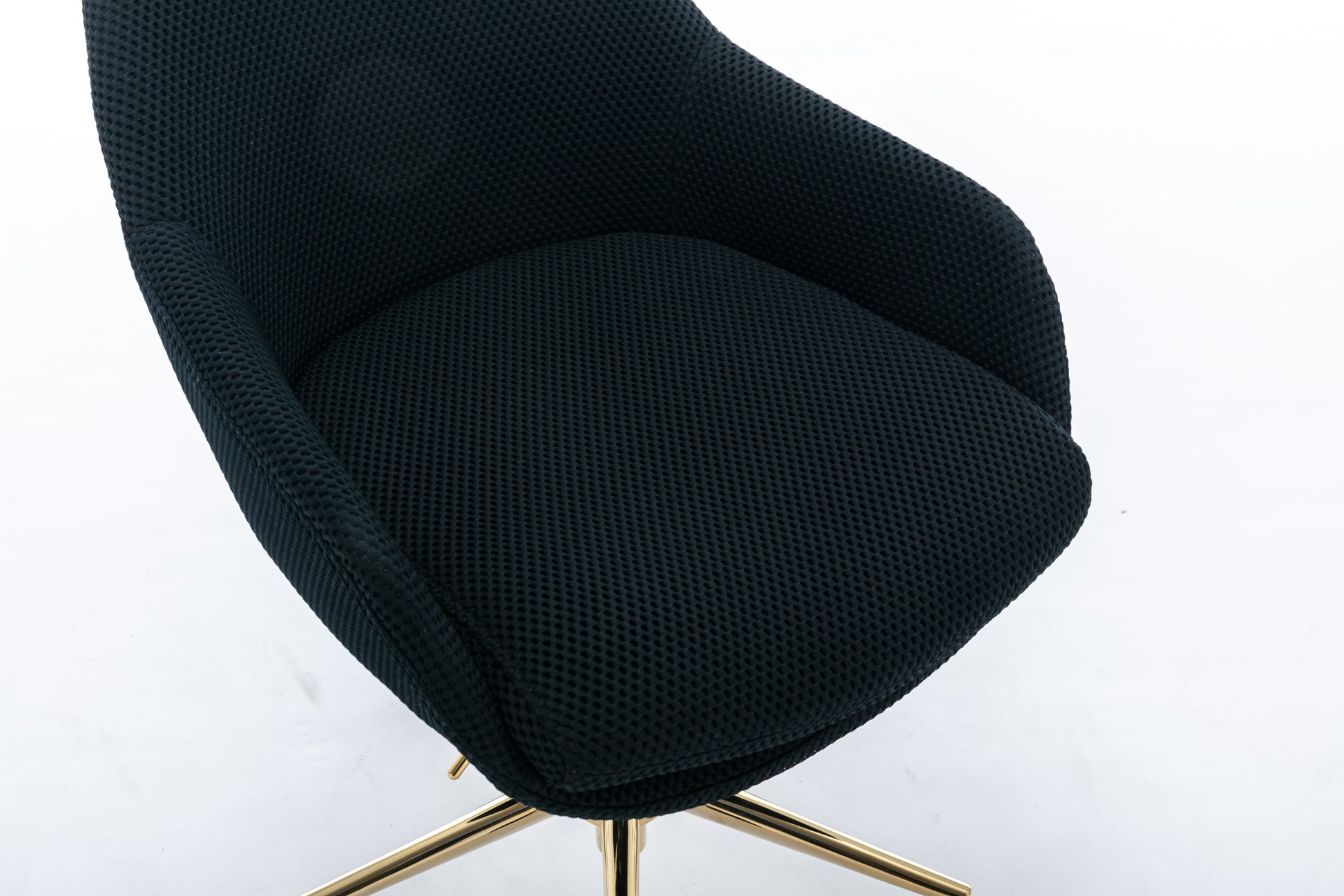 046 Mesh Fabric Home Office 360 Swivel Chair Adjustable Height With Gold Metal Base,Black Solid Black Office Sponge Wipe Clean Modern Office Chairs Tufted Back Foam Adjustable Height Fabric Mesh