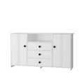 Sideboard Buffet Cabinet With Storage, Modern Kitchen Buffet Storage Cabinet With Drawer And Doors, Large Coffee Bar With Adjustable Shelves For Kitchen White Mdf