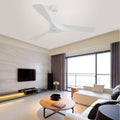 52 Inch Ceiling Fan Without Light, With Remote Control 6 Speed Quiet Reversible Dc Motor White Abs