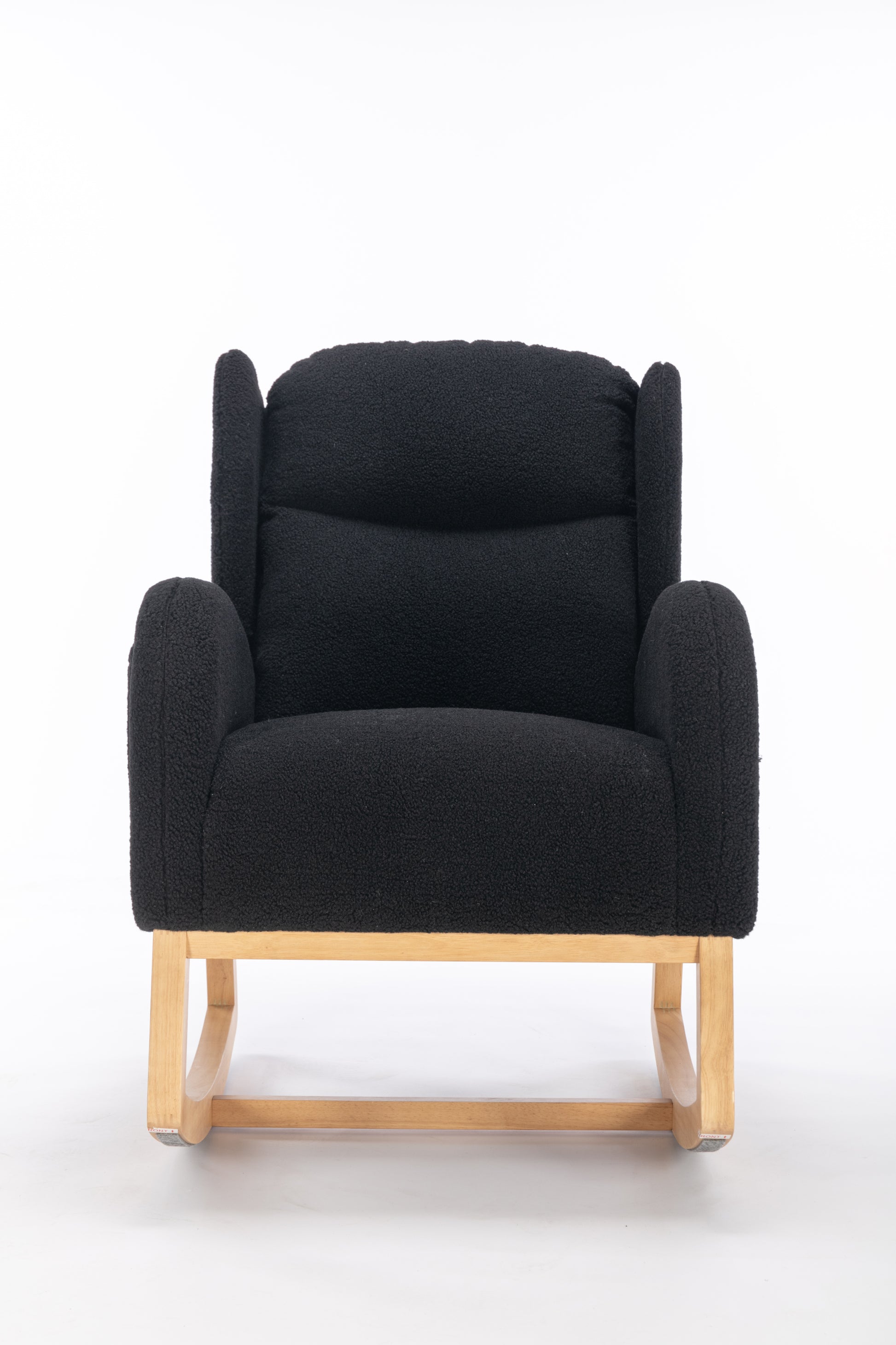 049 Teddy Fabric Rocking Chair With Packet Wood Legs,Black Wood Solid Black Primary Living Space Foam Wipe Clean Modern Rocking Chairs Eucalyptus Tufted Back Foam Teddy