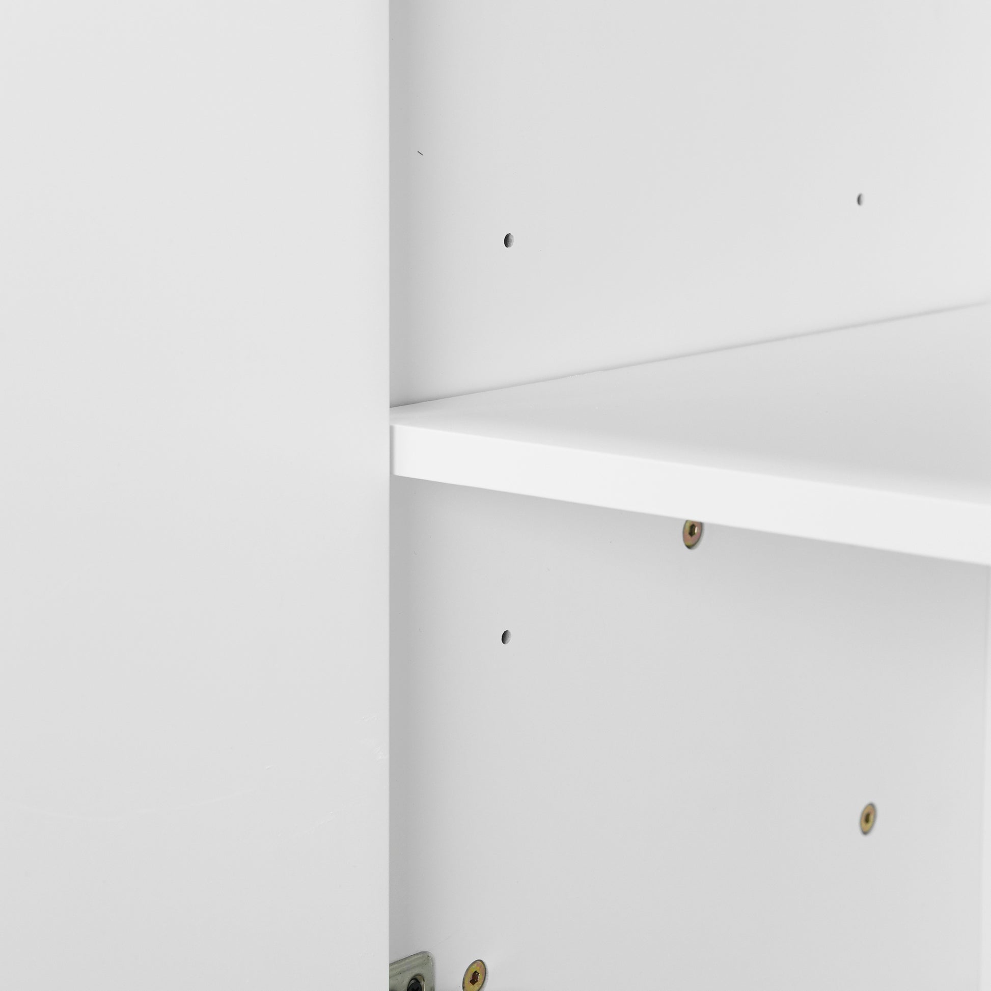 Four Door Metal Handle Storage Cabinet, Suitable For Study, Living Room, Adjustable Shelf White Solid Wood Mdf