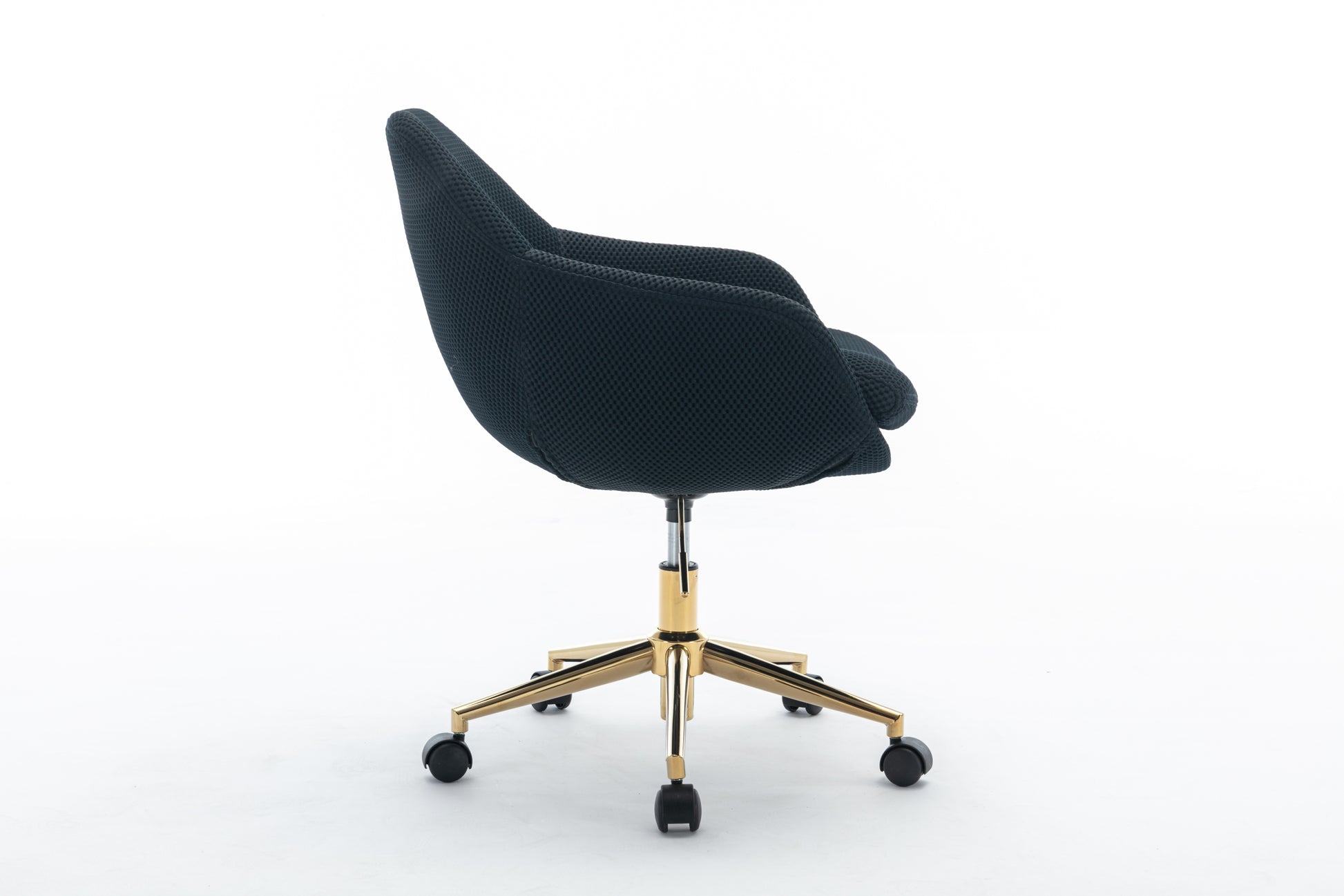 046 Mesh Fabric Home Office 360 Swivel Chair Adjustable Height With Gold Metal Base,Black Solid Black Office Sponge Wipe Clean Modern Office Chairs Tufted Back Foam Adjustable Height Fabric Mesh