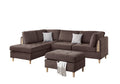 3 Pcs Reversible Sectional Set Living Room Furniture Chocolate Color Chenille Couch Sofa, Reversible Chaise Ottoman Chocolate Primary Living Space Contemporary,Modern,Transitional L Shaped Rubberwood Chenille 4 Seat