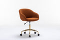 047 Mesh Fabric Home Office 360 Swivel Chair Adjustable Height With Gold Metal Base,Caramel Solid Caramel Office Sponge Wipe Clean Modern Office Chairs Tufted Back Foam Adjustable Height Fabric Mesh