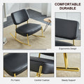 Pu Material Cushioned Rocking Chair, Unique Rocking Chair, Cushioned Seat, Black Backrest Rocking Chair, And Gold Metal Legs. Comfortable Side Chairs In The Living Room, Bedroom, And Office Black Pu