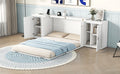 Queen Size Murphy Bed With Shelves, Cabinets And Usb Ports,White Queen White Mdf Lvl