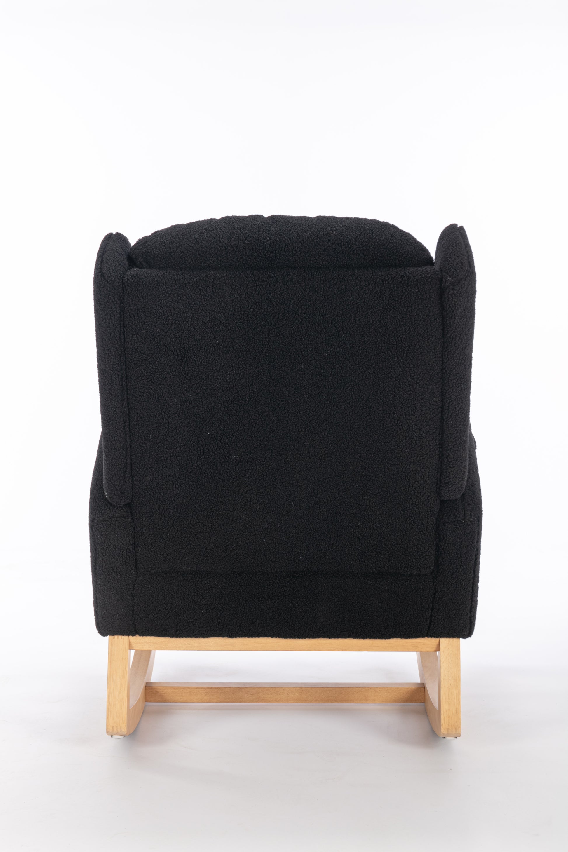 049 Teddy Fabric Rocking Chair With Packet Wood Legs,Black Wood Solid Black Primary Living Space Foam Wipe Clean Modern Rocking Chairs Eucalyptus Tufted Back Foam Teddy