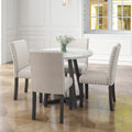 Five Piece Dining Room Set With Imitation Marble Table Top, Solid Wood Dining Table And 4 Chairs, Space Saving Kitchen And Dining Room Combination Furniture. Black White Solid Wood Mdf