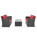 Patio Furniture Sets Dark Gray Seats 4 Pe Rattan Iron Waterproof Fabric
