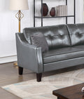 Contemporary Living Room Furniture 2 Pcs Sofa Set Grey Gelcouch Sofa And Loveseat Plush Cushion Tufted Plush Sofa Pillows Grey Faux Leather Wood Primary Living Space Classic,Contemporary,Modern Faux Leather 5 Seat