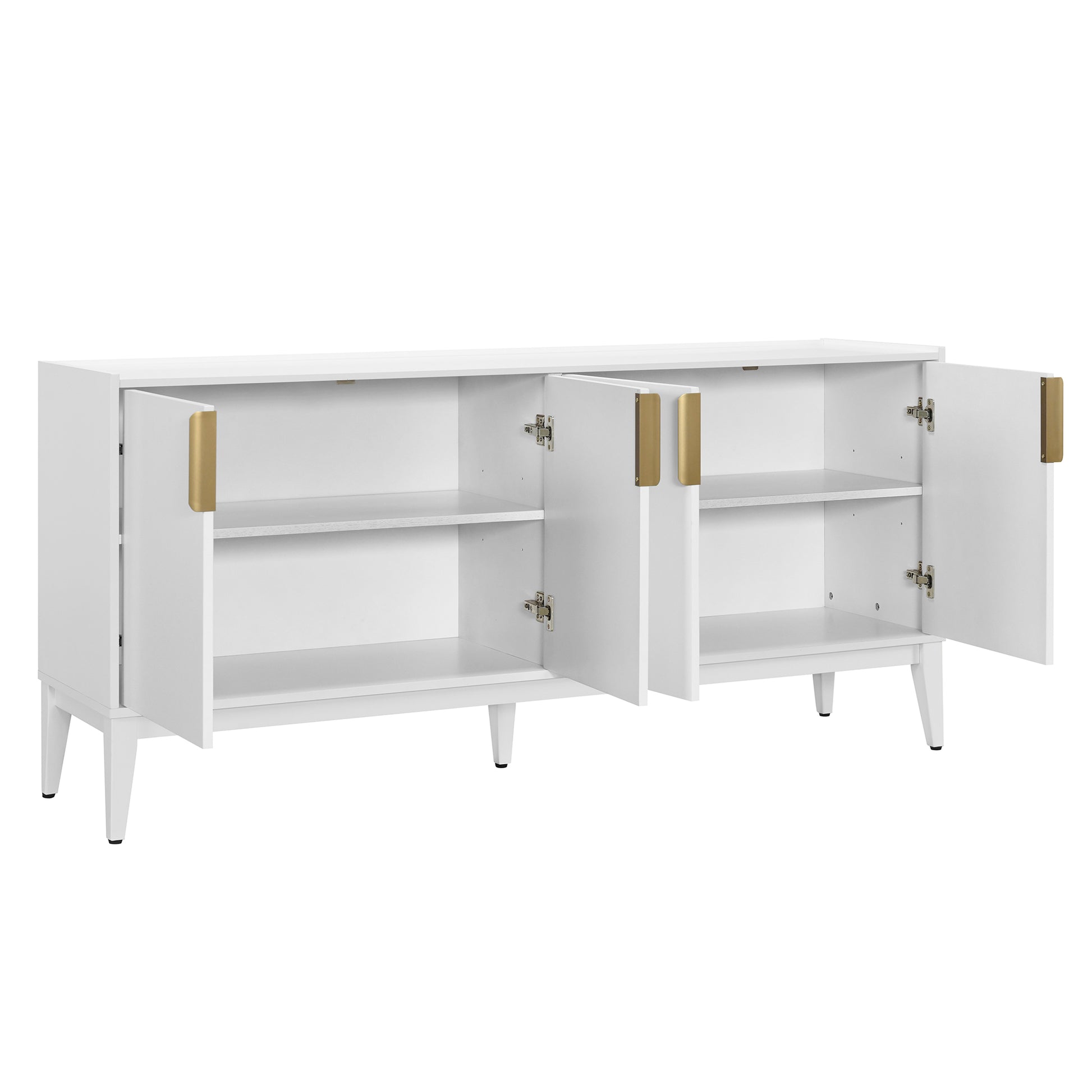 Storage Cabinet Sideboard Wooden Cabinet With 4 Doors For Hallway, Entryway, Living Room, Adjustable Shelf White Solid Wood Mdf