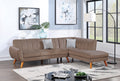 Contemporary 2 Pcs Sectional Set Living Room Furniture Light Brown Velvet Couch Left Facing Sofa, Right Facing Chaise Plush Cushion Light Brown Primary Living Space Contemporary,Modern,Transitional L Shaped Rubberwood Velvet 5 Seat