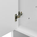 Four Door Metal Handle Storage Cabinet, Suitable For Study, Living Room, Adjustable Shelf White Solid Wood Mdf
