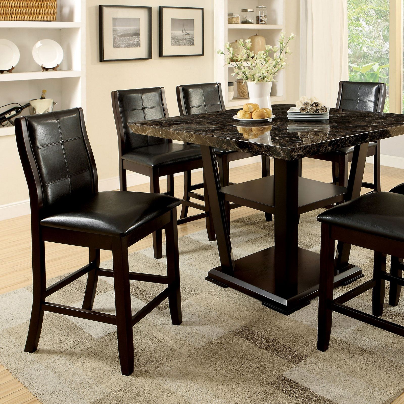 Transitional Dining Room Counter Height Chairs Set Of 2Pc High Chairs Only Brown Cherry Unique Curved Back Espressopadded Seat Brown Brown Dining Room Contemporary,Modern Dining Chairs Solid Back Solid Wood
