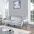 Contemporary 2 Pcs Sofa Set Living Room Furniture Light Gray Velvet Couch Sofa And Loveseat Plush Cushion Unique Lines Plush Sofa. Light Gray Velvet Wood Primary Living Space Classic,Contemporary,Modern Velvet 5 Seat