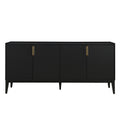 Storage Cabinet Sideboard Wooden Cabinet With 4 Doors For Hallway, Entryway, Living Room, Adjustable Shelf Black Solid Wood Mdf