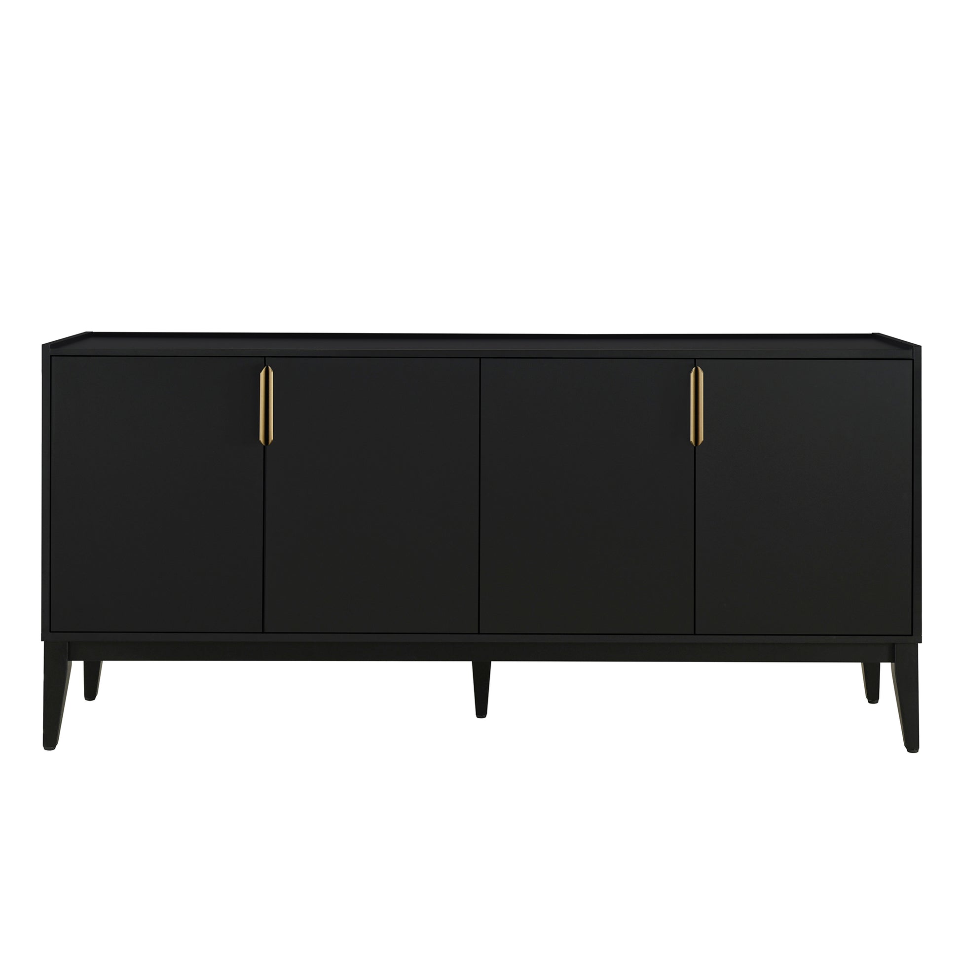 Storage Cabinet Sideboard Wooden Cabinet With 4 Doors For Hallway, Entryway, Living Room, Adjustable Shelf Black Solid Wood Mdf