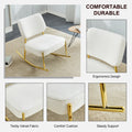 Teddy Suede Material Cushioned Rocking Chair, Unique Rocking Chair, Cushioned Seat, White Rocking Chair With Backrest And Golden Metal Legs. Comfortable Side Chairs In Living Room, Bedroom, Office White Velvet