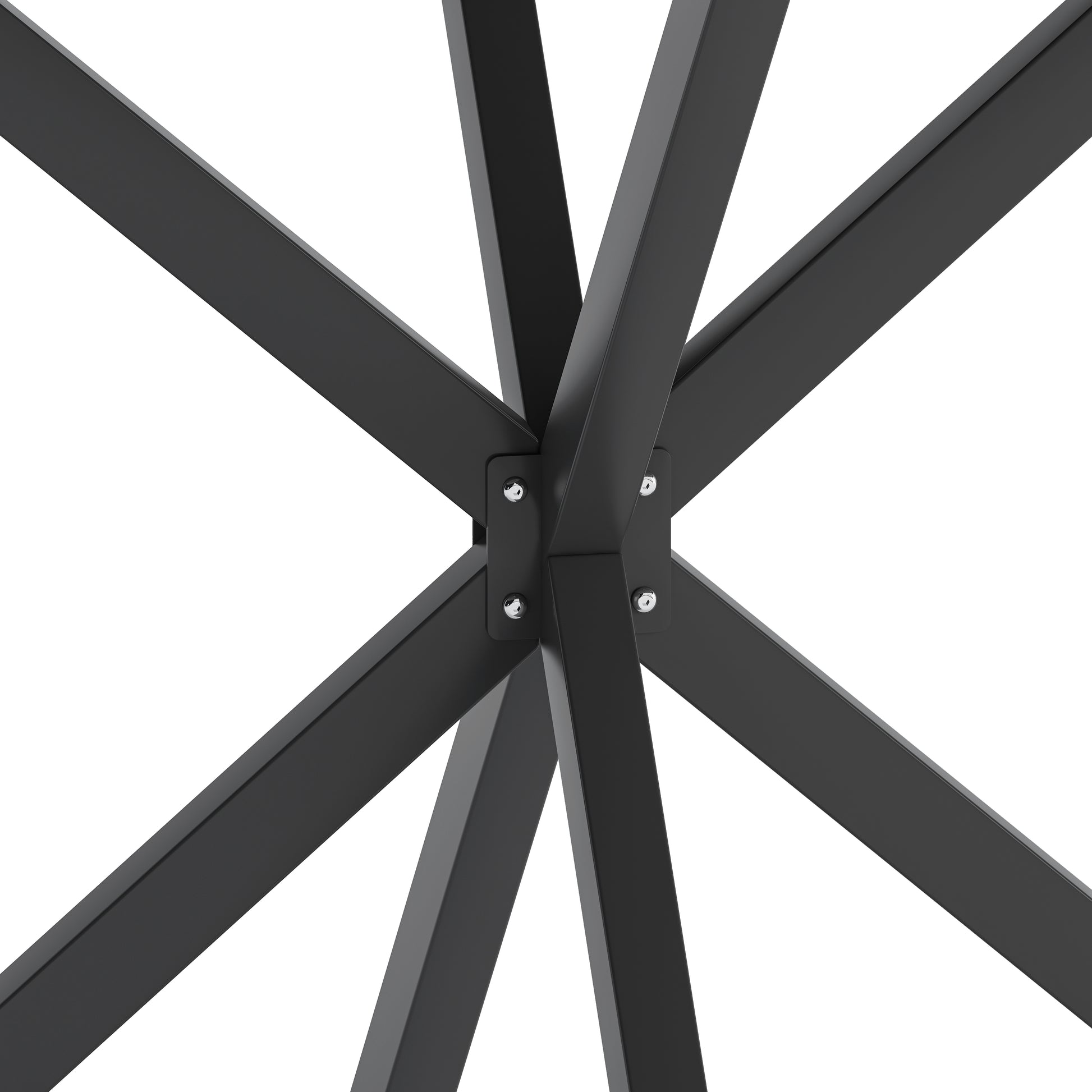 42.13'' Modern Cross Leg Round Dining Table, Black Top Occasional Table, Two Piece Removable Top, Matte Finish Iron Legs Black Mdf Metal