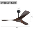 52 Inch Ceiling Fan Without Light, 3 Abs Blades Outdoor Ceiling Fan 6 Speed Reversible Dc Motor For Living Room, Bedroom Black Abs