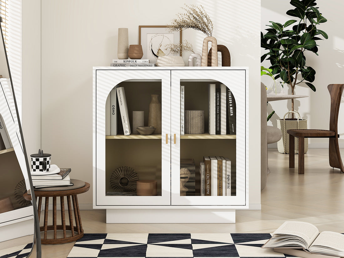 Storage Cabinet With Acrylic Door For Living Room, Dining Room, Study White Particle Board